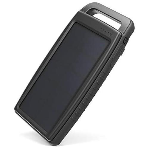 Solar Power Bank Portable Charger RAVPower 15000mAh Outdoor Dual USB External Battery Pack Power Pack and Flashlight (IPX4 Splashproof, Dustproof, Solar Panel Charging, DC5V/2A Input)