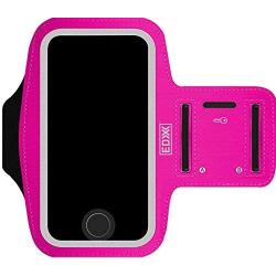 EDX Running Armband Phone Holder for Men & Women, with and Without LED, Compatible with iPhone and Galaxy Smartphones, Pink