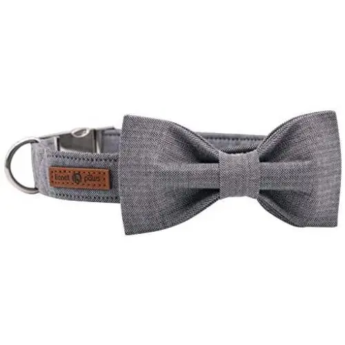 Lionet Paws Dog Collar with Bowtie, Durable Adjustable and Comfortable Cotton Collar for Dogs and Cats Lionet Paws Dog Collar with Bowtie, Durable Adjustable and Comfortable Cotton Collar for Dogs and Cats