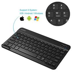 Arteck HB030B Universal Slim Portable Wireless Bluetooth 3.0 7-Colors Backlit Keyboard with Built in Rechargeable Battery, Black