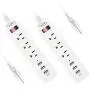 Bototek 2 Pack USB Power Strip with 3 AC Outlets and 3-Port USB Charging Ports,Surge Protector Power Strip with 5 Feet Long Cord for Smartphone Tablets Home,Office & Hotel- White