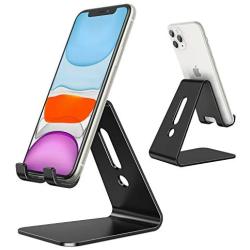 OMOTON Desktop Cell Phone Stand [Updated Solid Version], Advanced 4mm Thickness Aluminum Stand Holder for Switch, Mobile Phone, iPhone 11 Pro Xs Max Xr, Black