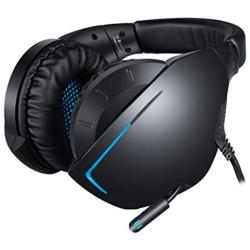 Headset Computer Headset with Microphone, Computer Game Headset Mobile Phone 360 Degree Rotatable Microphone Wired Blue Red Light (Color : Blue, Size : 2pcs)
