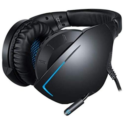 Headset Computer Headset with Microphone, Computer Game Headset Mobile Phone 360 Degree Rotatable Microphone Wired Blue Red Light (Color : Blue, Size : 2pcs)