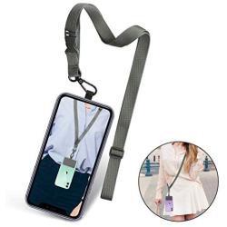 Phone Lanyard Universal Crossbody Cell Phone Lanyards Multifuctional Nylon Patch Adjustable Shoulder Neck Strap Compatible with Most Smartphones(Grey)