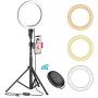 8" LED Selfie Ring Light for Live Stream/Makeup/YouTube Video, Dimmable Beauty Ringlight with Tripod Stand and Phone Holder Compatible with iPhone/Android