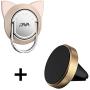 Cat Phone Finger Ring with Magnetic Car Mount, Magnetic Phone Ring Car Mount, Magnetic Ring Holder for Cell Phone and Tablet (1 Set,Gold)