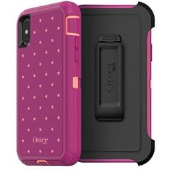 OtterBox DEFENDER SERIES SCREENLESS EDITION Case for iPhone Xs & iPhone X - Retail Packaging - CORAL DOT (FUSION CORAL/BATON ROUGE/METALLIC DOT)