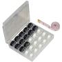 Ceeyali Bobbin Box Sewing Thread Organizer with 12 Pack Black Cotton Thread and 13 Pack White Cotton Thread for Brother Singer Babylock Kenmore Janome etc