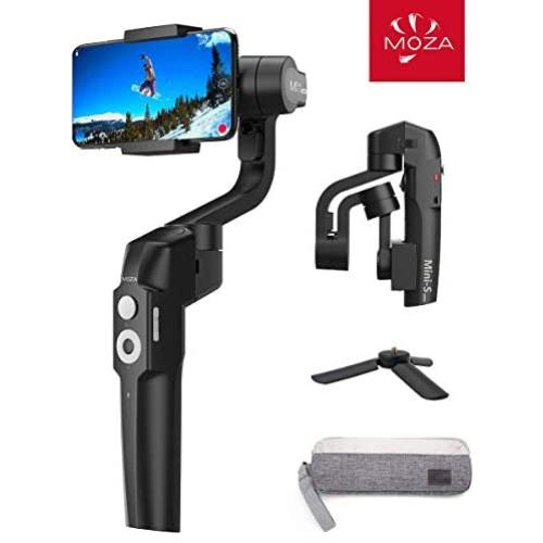 Smartphone Gimbal with Storage Bag, MOZA Mini-S Foldable Phone Gimbal Stabilizer for iPhone X Xr XS 11 Pro with Timelapse Object Tracking Inception, 3-Axis Handheld Video Stabilizer 2019 New