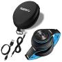 Bluetooth Headphones Wireless,Tuinyo Over Ear Stereo Wireless Headset 35H Playtime with deep bass, Soft Memory-Protein Earmuffs, Built-in Mic Wired Mode PC/Cell Phones/TV-Black/Blue