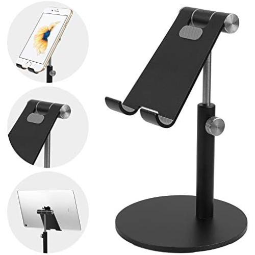 Co-Goldguard Adjustable Tablet Stand Cell Phone Desk Holder Aluminum Desktop Stand Solid Anti-Slip Portable Universal Holders Compatible with All Mobile Smart Phone Tablet,Black