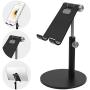 Co-Goldguard Adjustable Tablet Stand Cell Phone Desk Holder Aluminum Desktop Stand Solid Anti-Slip Portable Universal Holders Compatible with All Mobile Smart Phone Tablet,Black