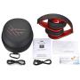 PowerLocus Bluetooth Over-Ear Headphones, Wireless Stereo Foldable Headphones Wireless and Wired Headsets with Built-in Mic, Micro SD/TF, FM for iPhone/Samsung/iPad/PC (Black/Red)