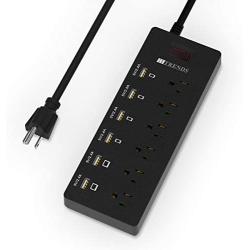 Power Strip, HITRENDS Surge Protector with 6 AC Outlets & 6 USB Charging Ports, 6 Feet Heavy Duty Extension Cord, 1625W/13A Multiplug for Home Office & Multiple USB Devices - Black