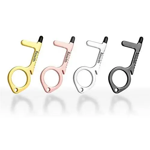Baswlth 4-Pack No Touch Door Opener Tool,Touch Free Door Opening Keychain Multitools,Safe Key Tool for Handle,Touchscreens,Keypads,Button Baswlth 4-Pack No Touch Door Opener Tool,Touch Free Door Opening Keychain Multitools,Safe Key Tool for Handle,Touchscreens,Keypads,Button