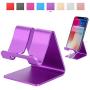 Rumfo Cell Phone Stand, Universal Portable Aluminum Desktop Charger Mount Holder Metal Charging Dock Cradle for Nintendo Switch iPhone Samsung Android Smartphones and Tablets (Purple)