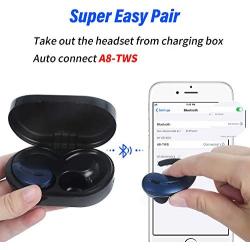 Wireless Bluetooth Earbuds 5.0 with Charging Case and Mic for iPhone Android Cell Phones Headset IPX5 Waterproof Earphones in Ear TWS Deep Bass Stereo Headphones for Sports-Blue