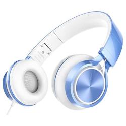 AILIHEN MS300 Wired Headphones, Stereo Foldable Headset for iOS Android Smartphone Laptop Tablet PC Computer (Blue)