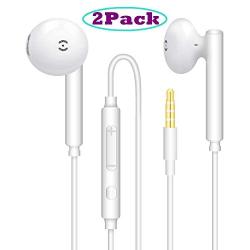 【2 Pack】 Earphones MAS CARNEY H892 Noise Isolating in Ear Headphones with Pure Sound and Powerful Bass Compatible with Samsung Huawei Honor Mi with Volume Control and Mic