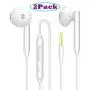 【2 Pack】 Earphones MAS CARNEY H892 Noise Isolating in Ear Headphones with Pure Sound and Powerful Bass Compatible with Samsung Huawei Honor Mi with Volume Control and Mic