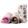 Pet Soft Dog Blanket Medium - Puppy Blankets for Medium Doggy Cats Towel Washable Cute Pattern (M, paw-3 Pieces)