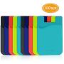 Phone Card Holder for Phone Back, HUO ZAO Silicone Adhesive Credit Card Pouch with 3M Stick-on Phone Wallet, Compatible with Apple iPhone Samsung Galaxy Android Cell Phone Table Multi Colors - 10 Pack