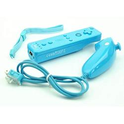 YTGOOD Electronics Mobile Phone Supplies Wired Game Controller GCP 2 in 1 Built in Motion Plus Remote for Nunchuck Wii Controller with Silicone Case Light Blue