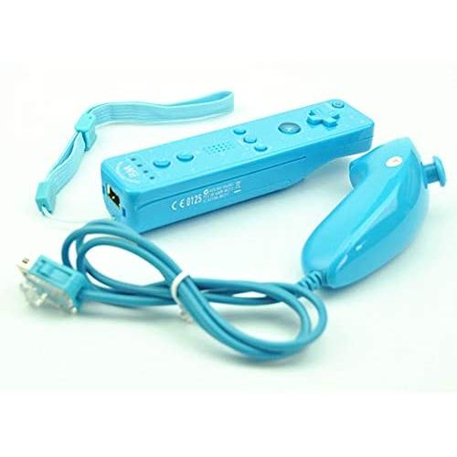 YTGOOD Electronics Mobile Phone Supplies Wired Game Controller GCP 2 in 1 Built in Motion Plus Remote for Nunchuck Wii Controller with Silicone Case Light Blue