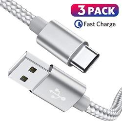 USB C Cable, MARGE PLUS Type C Charging Cable 3 Pack (6Ft) Braided Fast Charger Cord Compatible with Samsung Galaxy A20 A50 A51 A71 A10 A10e S10 S20 Plus Note10 9, LG Stylo 5 4,and Other USB C Charger