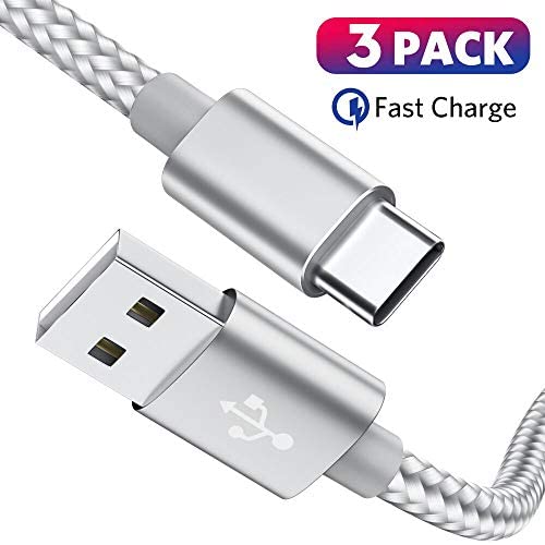 USB C Cable, MARGE PLUS Type C Charging Cable 3 Pack (6Ft) Braided Fast Charger Cord Compatible with Samsung Galaxy A20 A50 A51 A71 A10 A10e S10 S20 Plus Note10 9, LG Stylo 5 4,and Other USB C Charger