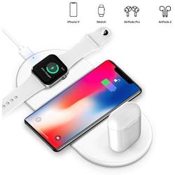 Wireless Charger 3 in 1 Wireless Charging Stand Pad for Apple Watch iPhone Airpods, Wireless Charging Station Compatible for iPhone 11/Pro/X/XR/Xs/8 Plus Apple Watch Charger 5 4 3 2 1 Airpods1 2 Pro.