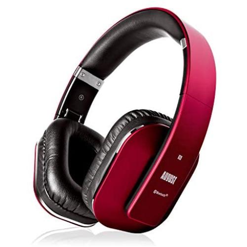 Over Ear Bluetooth Wireless Headphones - August EP650 with Android/iOS App for Custom Sound Control - Enjoy Bass Rich Sound and Optimum Comfort - Bluetooth v4.2, NFC and aptX LL Low Latency - [Red]