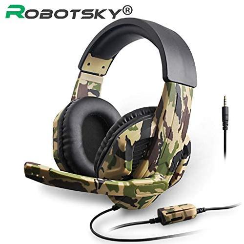 Professional Gaming Headset with Microphone Stereo Deep Bass Camouflage Wired Headphones for PC Cell Phone Laptop