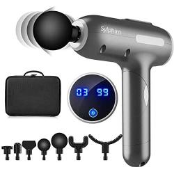 Massage Gun Muscle Neck Back Shoulder Massager- Handheld Deep Tissue Percussion Massager, Rechargeable Powerful Massager with 7 Massage Head Attachments & Portable Bag(Black)