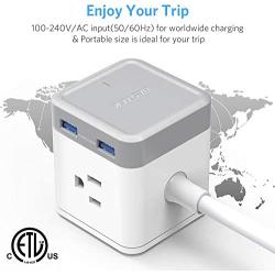 BESTEK Power Strip with USB, Vertical Cube Mountable Power Outlet Extender with 3 Outlets, 4 USB Ports, 5-Foot Extension Cord and Detachable Base for Easy Mounting