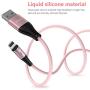 Melonboy Magnetic Charging Cable(2 Pack, 3.3ft/6.6ft), Soft & Tangle-Free Liquid Silicone Cable, 3 in 1 Magnetic Phone Charger Cable Compatible with Type-C, Micro USB and iProduct Devices - Pink