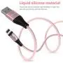 Melonboy Magnetic Charging Cable(2 Pack, 3.3ft/6.6ft), Soft & Tangle-Free Liquid Silicone Cable, 3 in 1 Magnetic Phone Charger Cable Compatible with Type-C, Micro USB and iProduct Devices - Pink