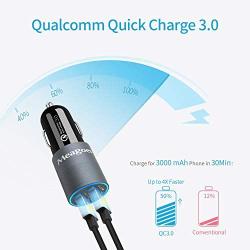 Fast USB C Car Charger, Meagoes Qualcomm Quick Charge 3.0 Rapid Charging Adapter Compatible for Samsung Galaxy S10/S9/S8, Note 10/9/8, A70/50/20, LG Stylo 6/5/4/ThinQ, Moto G Power - 3.3ft Type C Cord