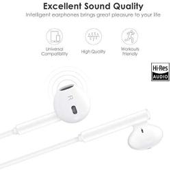 Headphones/Earphones/Earbuds,3.5mm aux Wired Headphones Noise Isolating Earphones Built-in Microphone & Volume Control Compatible iPhone iPod iPad Android/MP3 MP4 (2PACK-White)