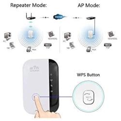 Super Boost WiFi WiFi Range Extender Up to 300Mbps Repeater, WiFi Signal Booster Easy Set-Up 2.4G Network with Integrated Antennas LAN Port & Compact Designed Internet Booster