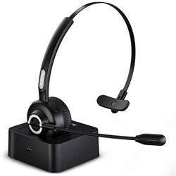 Besign BHF02 Bluetooth 5.0 Handsfree Headset, Wireless On Ear Headphone, Noise Cancellation Microphone, for Truck Driver Office Call Center Smartphone PC Skype