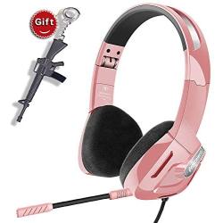 SVYHUOK Pink Gaming Headset for Girl, Women, Kids, PC, PS4, New Xbox One, Foldable On-Ear Headphone with Detachable Mic, Stereo 30MM Speaker Driver Unit Gift for Children, Teenager, Younger