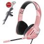 SVYHUOK Pink Gaming Headset for Girl, Women, Kids, PC, PS4, New Xbox One, Foldable On-Ear Headphone with Detachable Mic, Stereo 30MM Speaker Driver Unit Gift for Children, Teenager, Younger