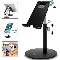 Adjustable Tablet/Phone Stand, AICase Telescopic Adjustable iPad Stand Holder,Universal Multi Angle Aluminum Stand Compatible with iPhone Smart Cell Phone/Tablet/iPad(4-13 inch), Black