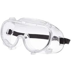 Safety Goggles, Curved Protective Safety Glasses with Adjustable Strap, Anti-Fog and Anti-Scratch Crystal Clear Eye Protection for Work and Outdoor Activities