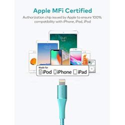 iPhone Charger 6ft 2 Pack, Xcentz Apple MFi Certified Lightning Cable Nylon Braided High-Speed Data Sync Cord with Metal Connector for iPhone 11/11 Pro/Pro max/X/XS/XR/XS Max, iPad Mini/Air, Blue