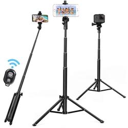 Selfie Stick Tripod 52 Inch Cell Phone Tripod Stand with Bluetooth Remote Smartphone for iPhone 11 Xs X 6 7 8, Android Cellphone Gopro Camera Mount Portable Monopod Feet Travel Lightweight