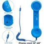 Retro Handset, Cell Phone Handset Anti Radiation 3.5mm Mini Microphone Speaker for iPhone iPad,Mobile Phones,Computer Blue