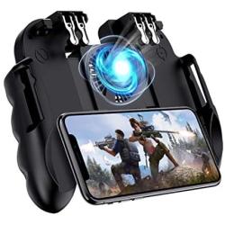 4 Trigger Mobile Game Controller with Cooling Fan for PUBG/Call of Duty/Fotnite [6 Finger Operation] L1R1 L2R2 Gaming Grip Gamepad Mobile Controller Trigger for 4.5-6.5" iOS & Android Phone